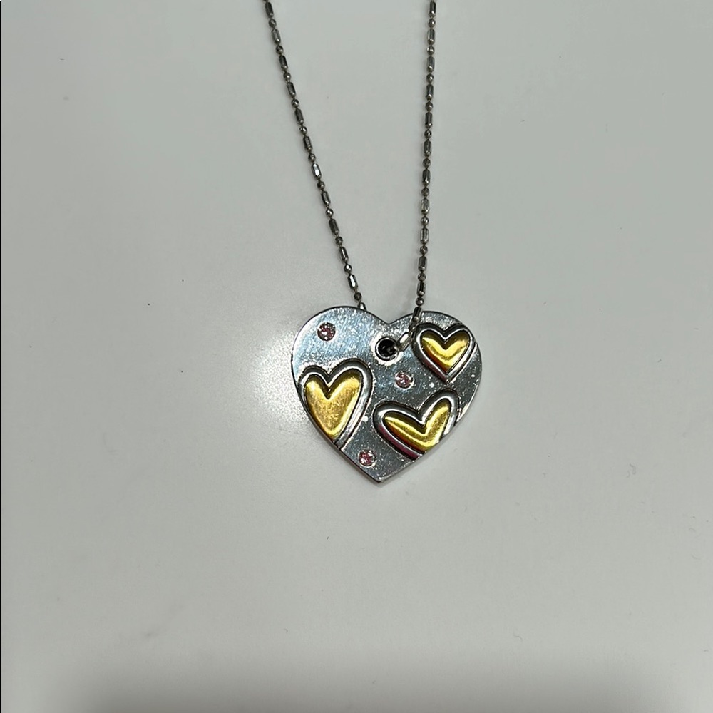 Brighton, Silver and Gold Heart Pendant Necklace